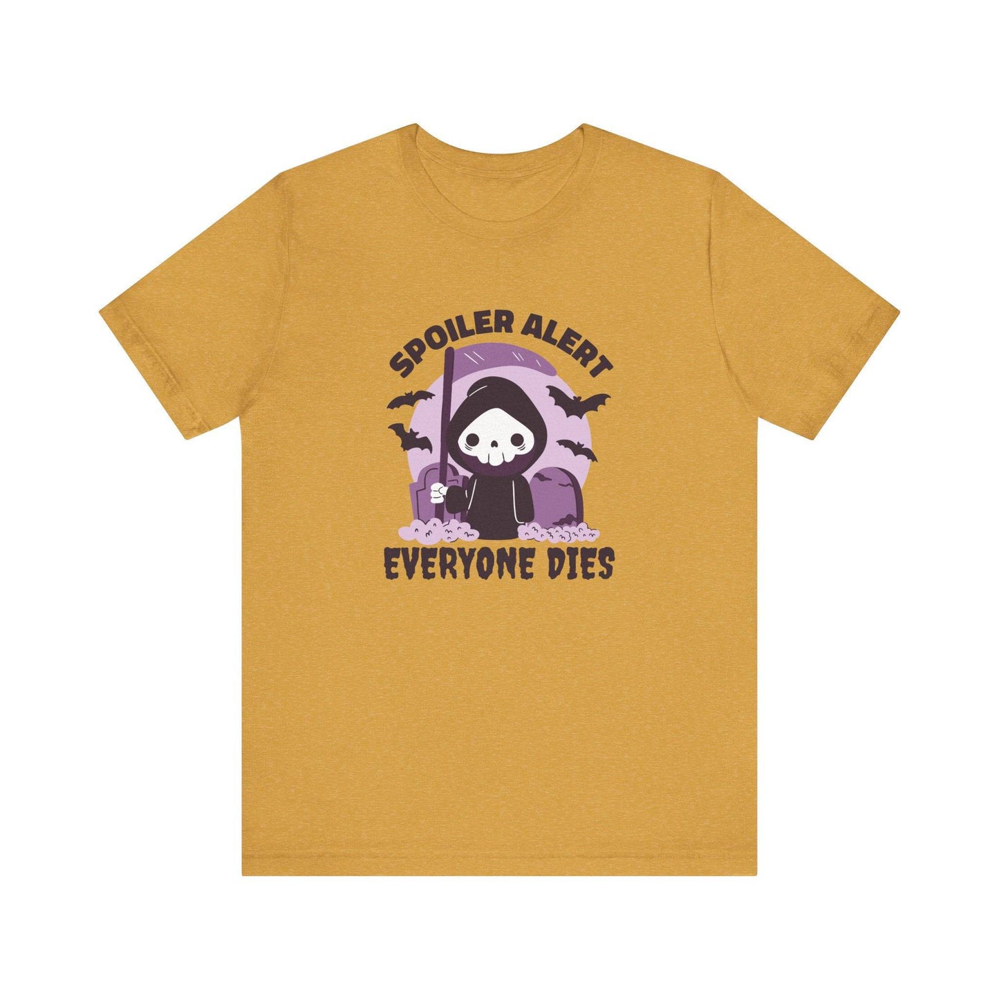 Spoiler Alert Everyone Dies Funny Halloween Graphic T-Shirt - Goateez Style