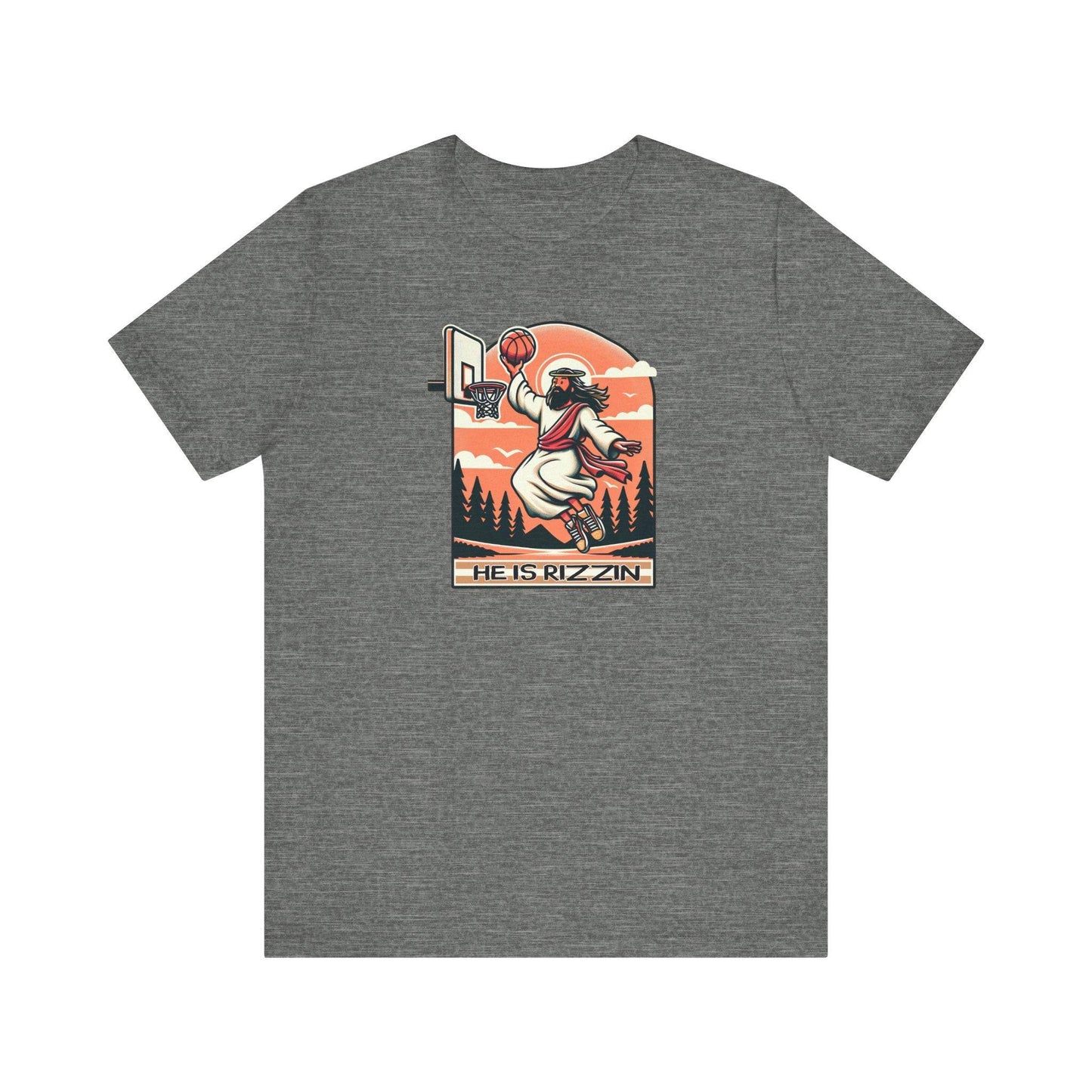 He Is Rizzin Easter T-Shirt - Funny Jesus Basketball Humor Tee - Goateez Style