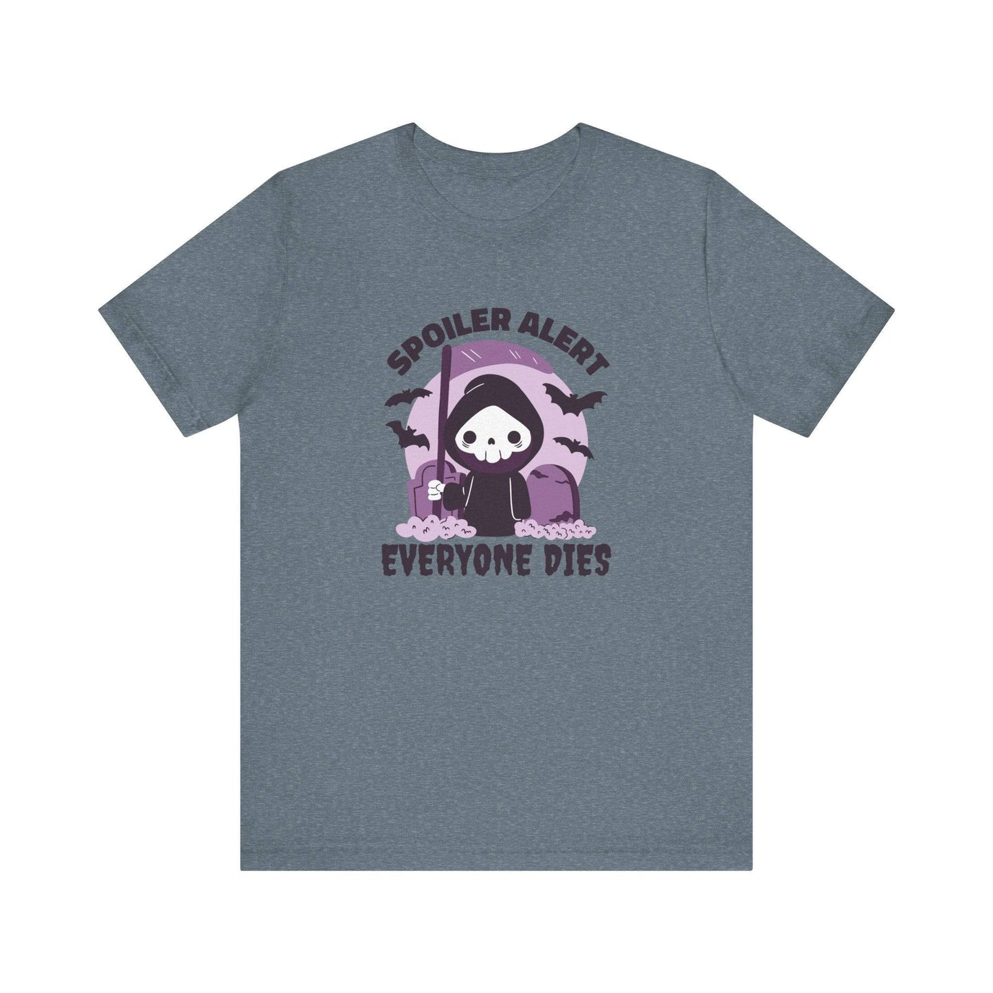 Spoiler Alert Everyone Dies Funny Halloween Graphic T-Shirt - Goateez Style