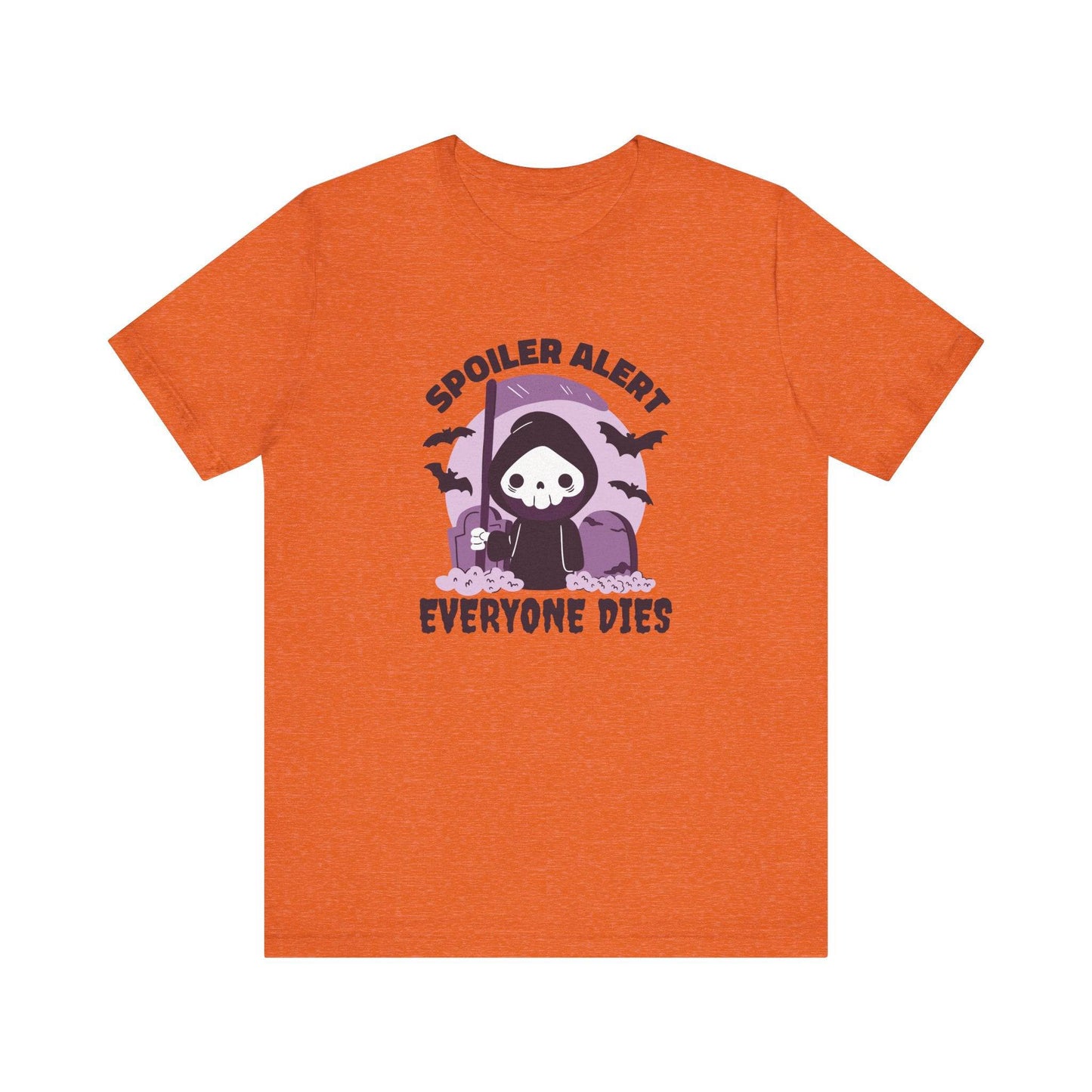 Spoiler Alert Everyone Dies Funny Halloween Graphic T-Shirt - Goateez Style