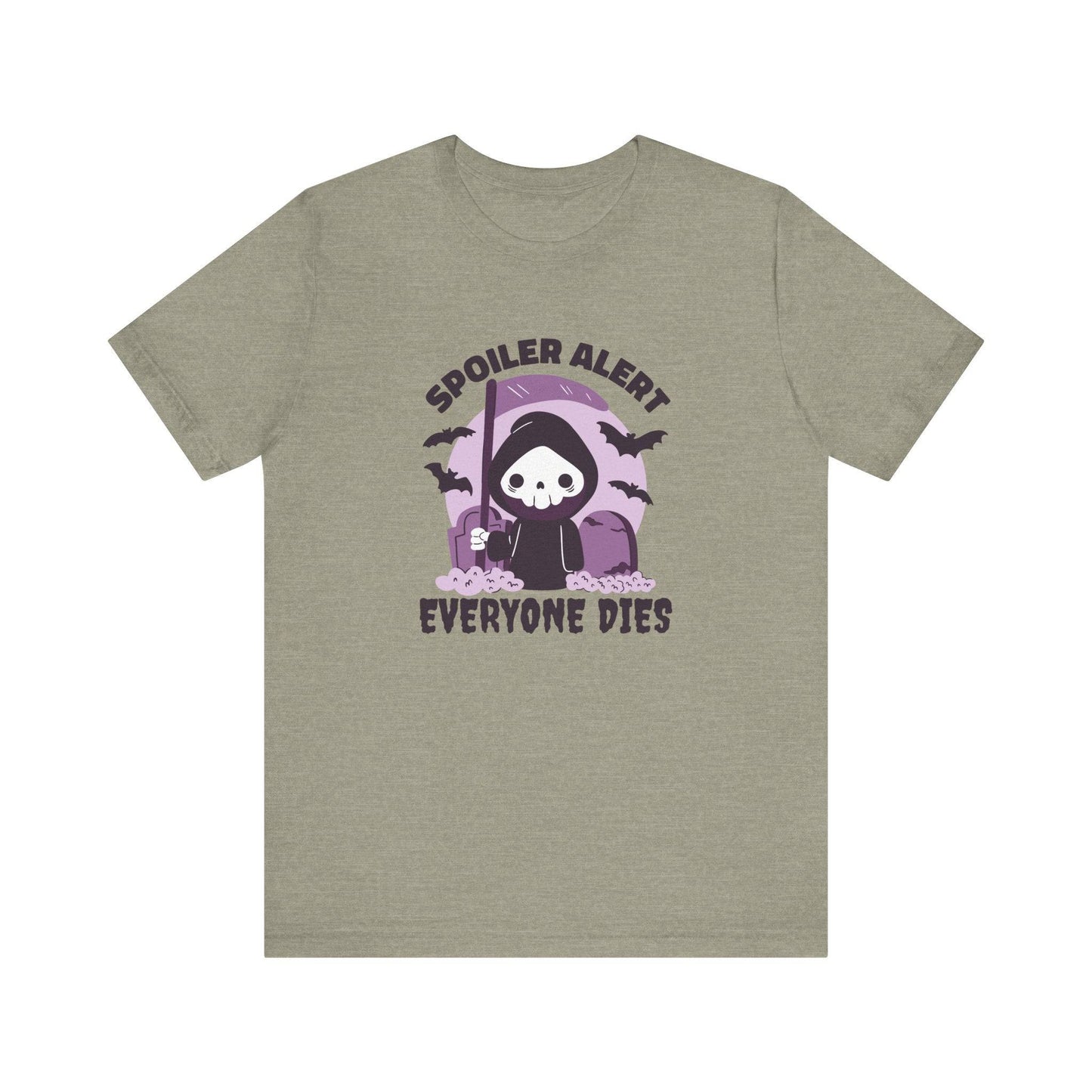 Spoiler Alert Everyone Dies Funny Halloween Graphic T-Shirt - Goateez Style