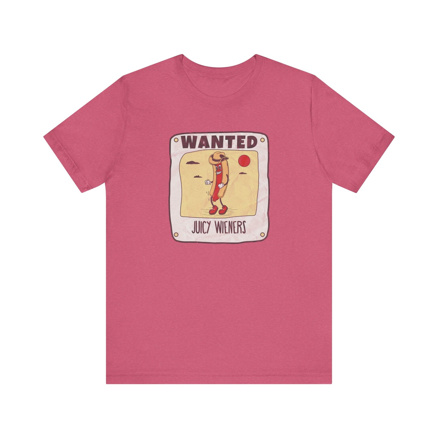 Wanted Juicy Wieners Funny T-Shirt - Hilarious Adult Innuendo Tee - Goateez Style