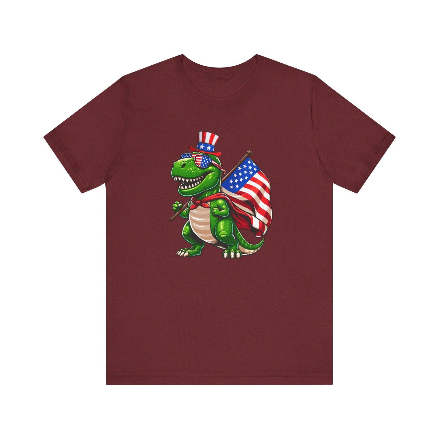 Patriotic T-Rex - Dinosaur with American Flag Tee - Goateez Style