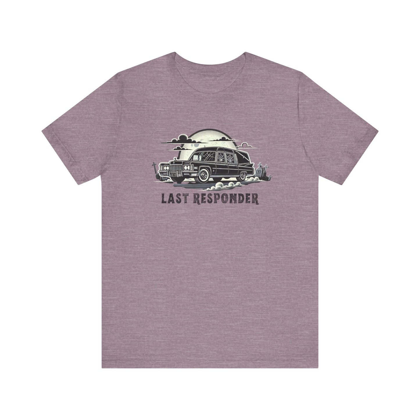 Last Responder Hearse Shirt - Spooky Halloween Graphic Tee, Gothic Horror Car T-Shirt, Creepy Graveyard Moon Design - Goateez Style