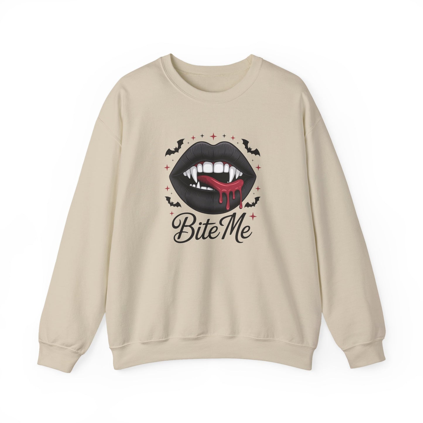 Bite Me Sweatshirt - Vampire Lips Gothic Halloween Pullover