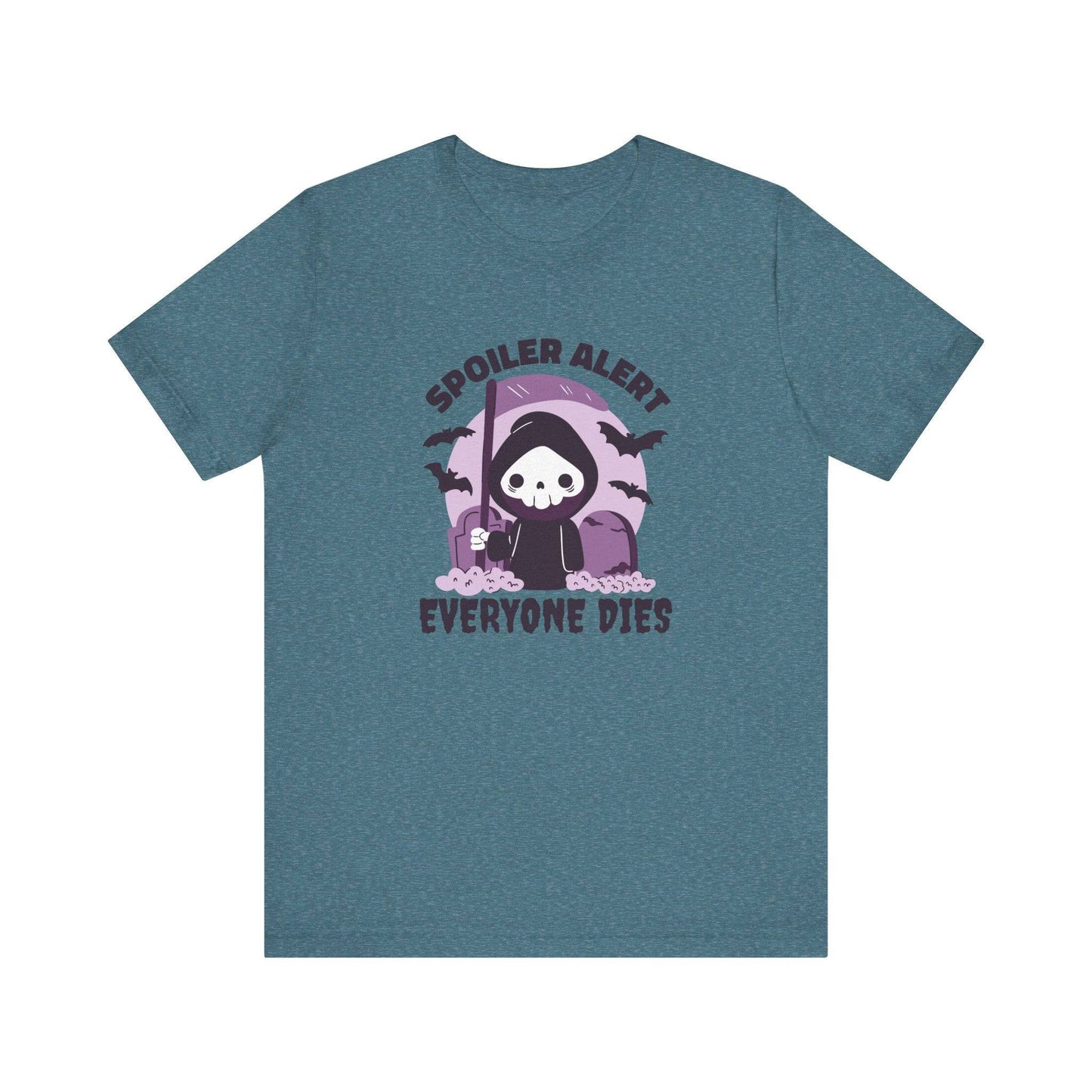 Spoiler Alert Everyone Dies Funny Halloween Graphic T-Shirt - Goateez Style
