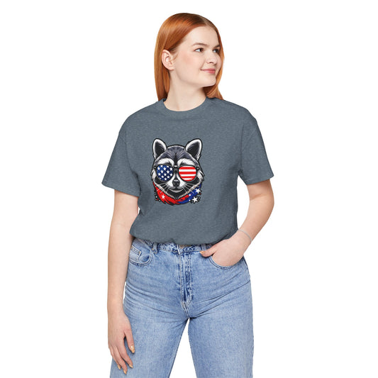 Patriotic Raccoon - American Flag Sunglasses Tee - Goateez Style