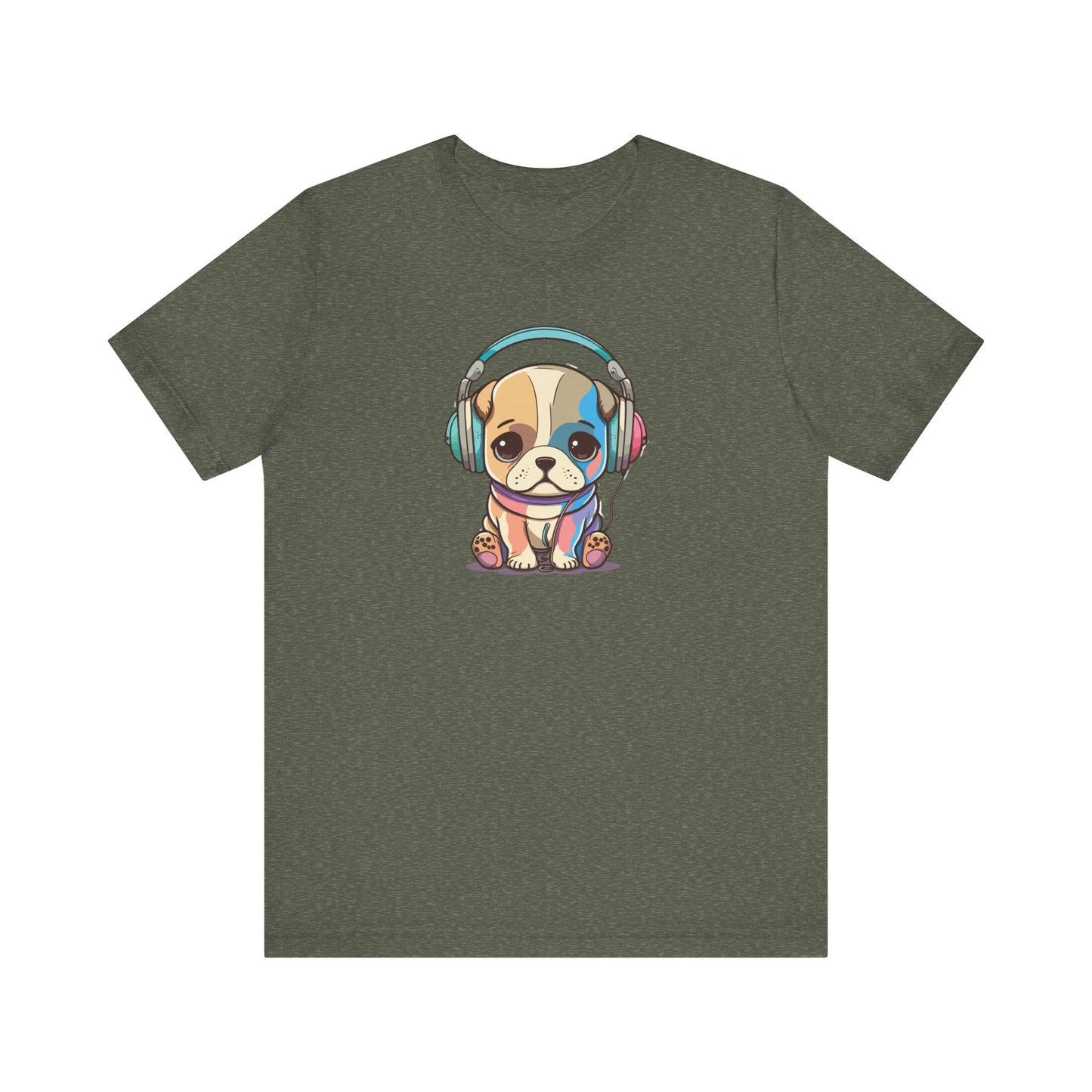 Adorable Dog with Headphones T-Shirt - Cute and Fun Design