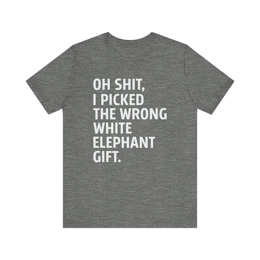 Funny White Elephant T-Shirt - Wrong Gift Humor Tee - Goateez Style