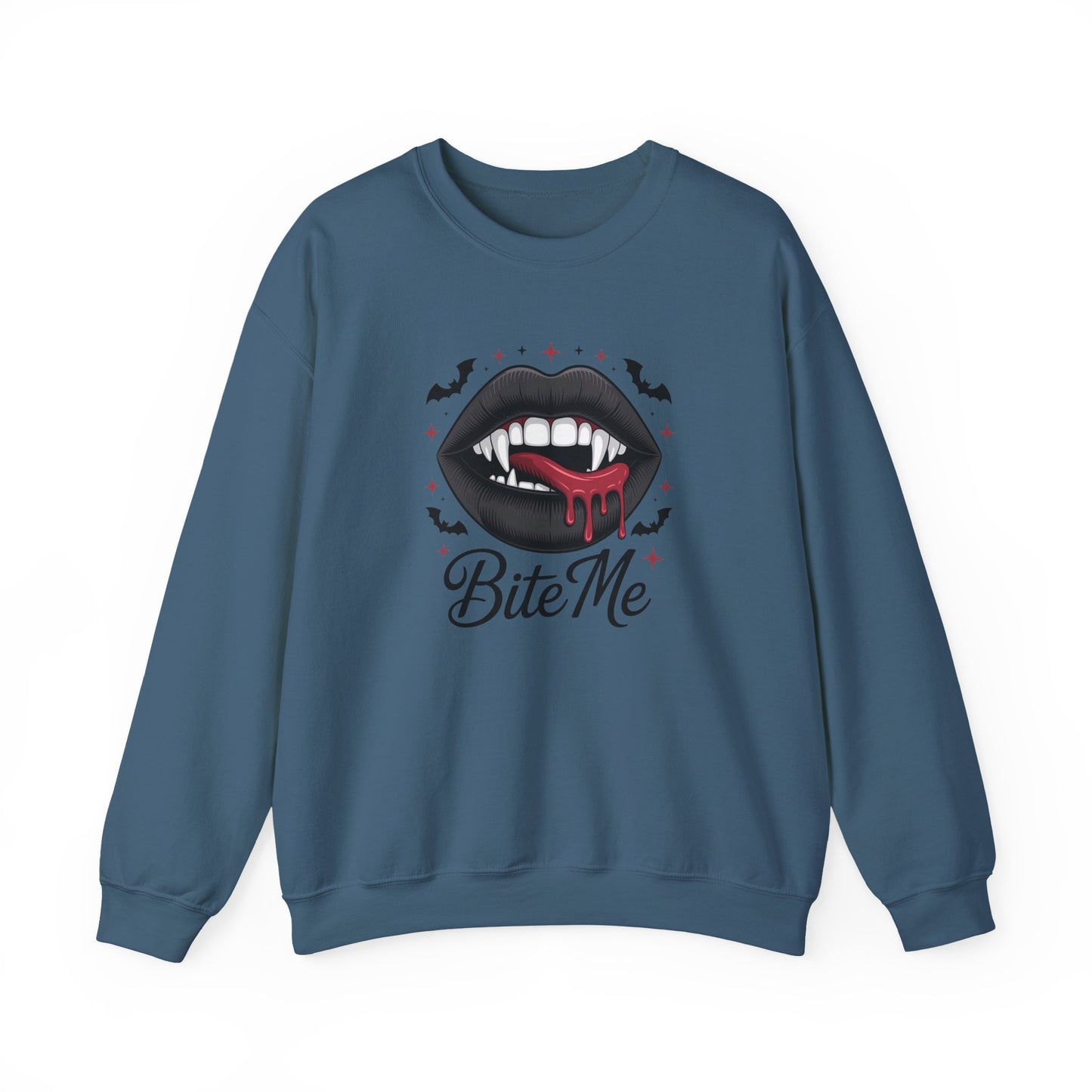 Bite Me Sweatshirt - Vampire Lips Gothic Halloween Pullover