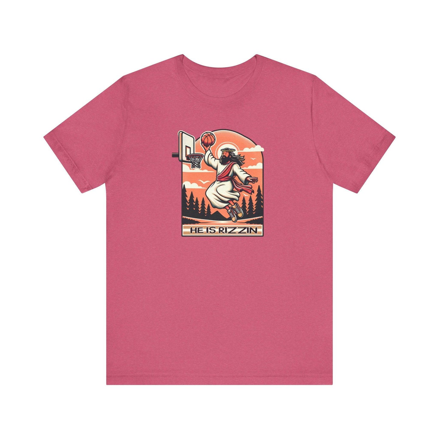 He Is Rizzin Easter T-Shirt - Funny Jesus Basketball Humor Tee - Goateez Style