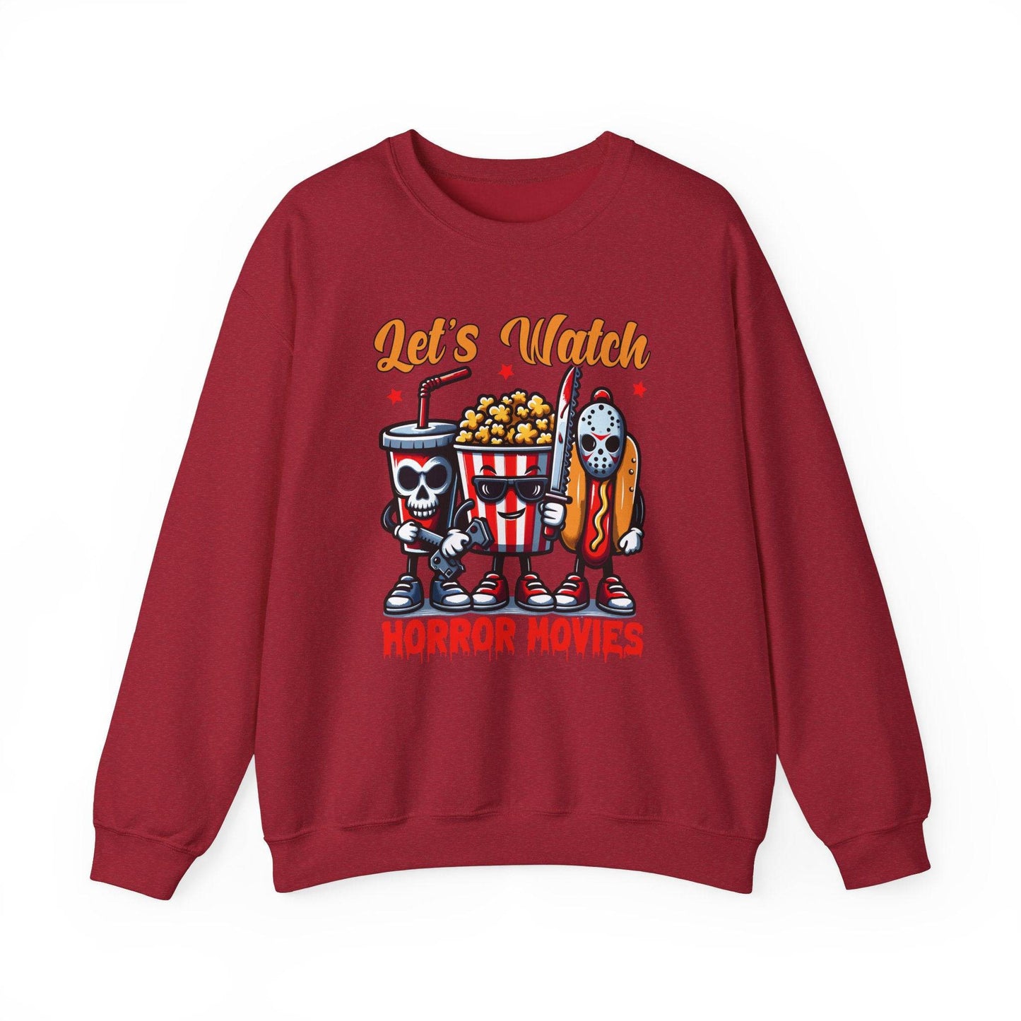 Let's Watch Horror Movies Sweatshirt - Fun Spooky Movie Night Design - Goateez Style