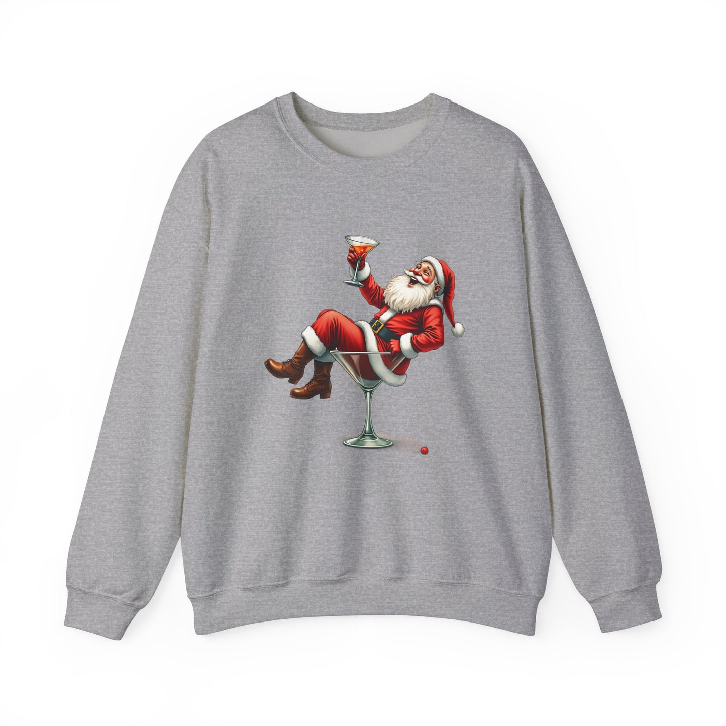 Santa in Martini Glass Sweatshirt - Funny Christmas Holiday Design - Goateez Style