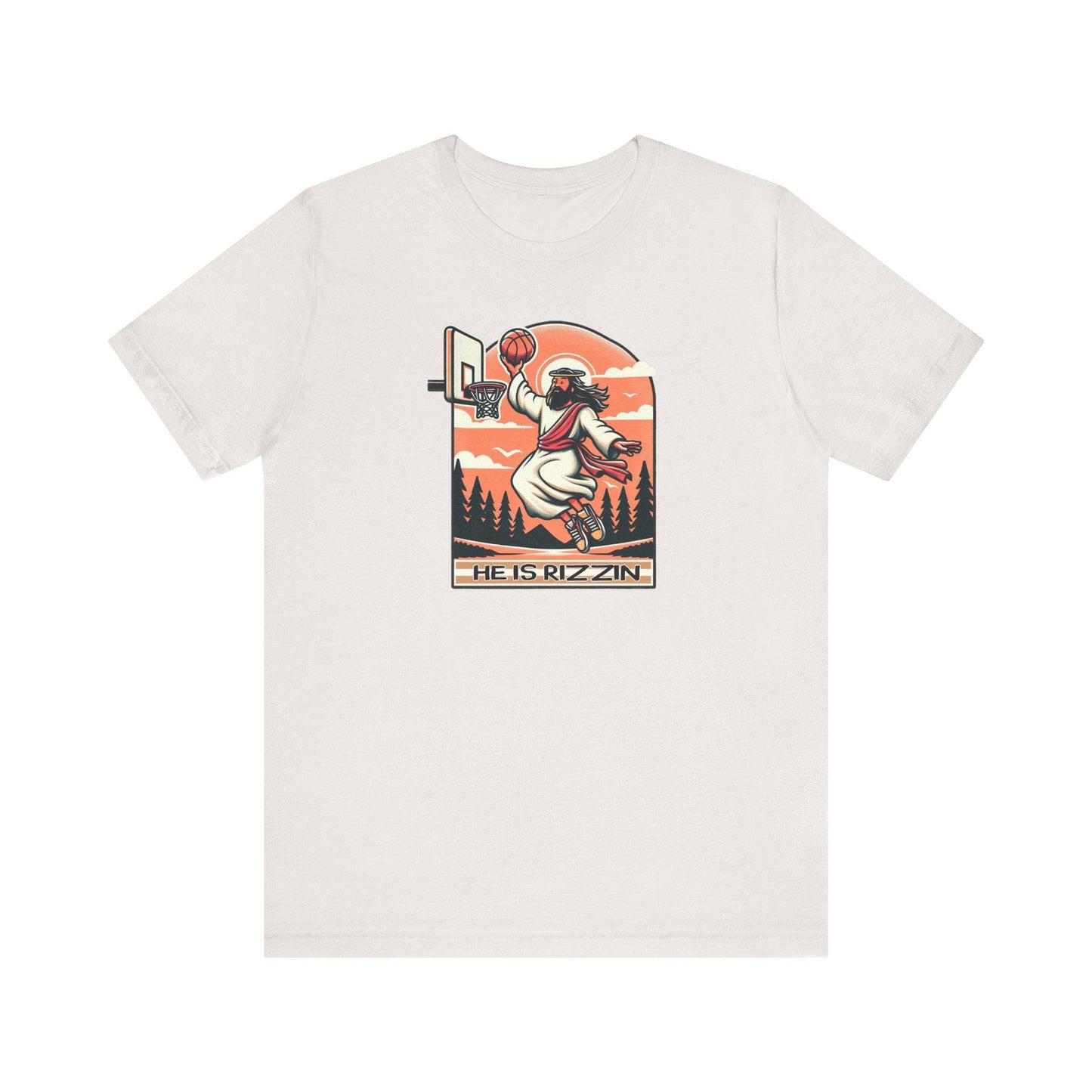He Is Rizzin Easter T-Shirt - Funny Jesus Basketball Humor Tee - Goateez Style