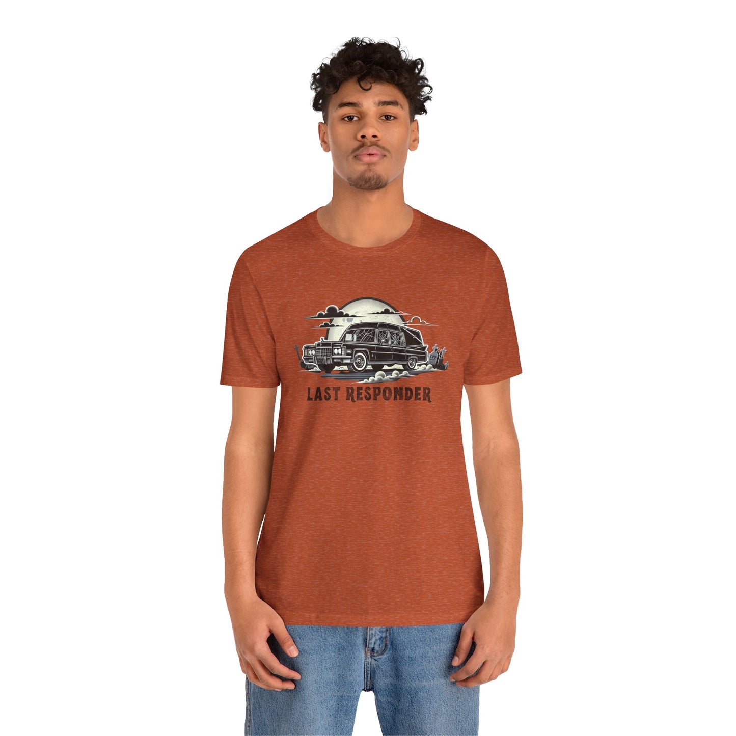 Last Responder Hearse Shirt - Spooky Halloween Graphic Tee, Gothic Horror Car T-Shirt, Creepy Graveyard Moon Design - Goateez Style