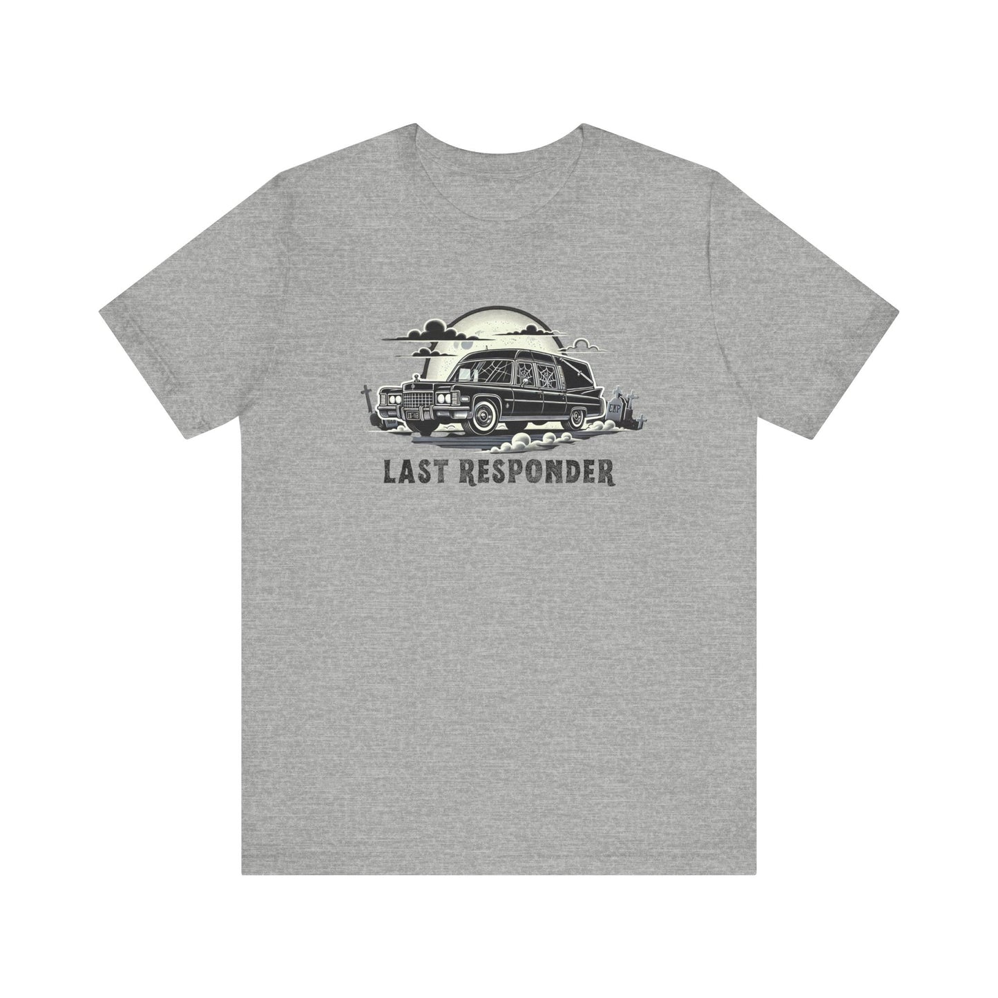 Last Responder Hearse Shirt - Spooky Halloween Graphic Tee, Gothic Horror Car T-Shirt, Creepy Graveyard Moon Design - Goateez Style