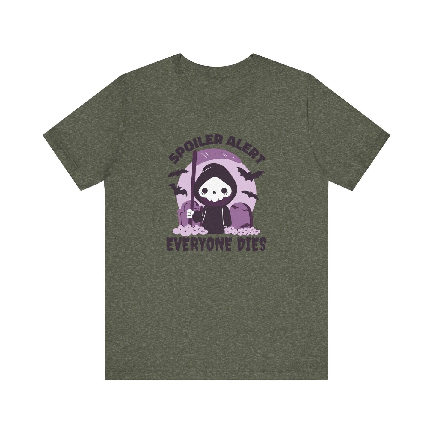 Spoiler Alert Everyone Dies Funny Halloween Graphic T-Shirt - Goateez Style