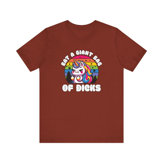 Eat a Giant Bag of Dicks Unicorn T-Shirt - Funny Adult Humor Tee - Goateez Style