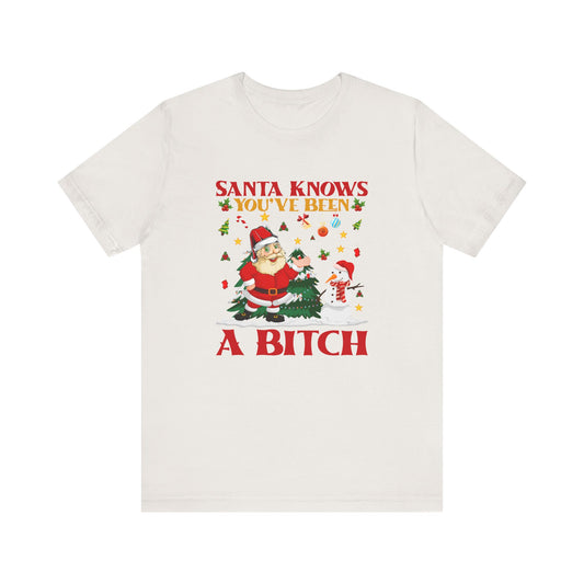 Santa Knows T-Shirt - Funny Christmas Humor Tee - Goateez Style
