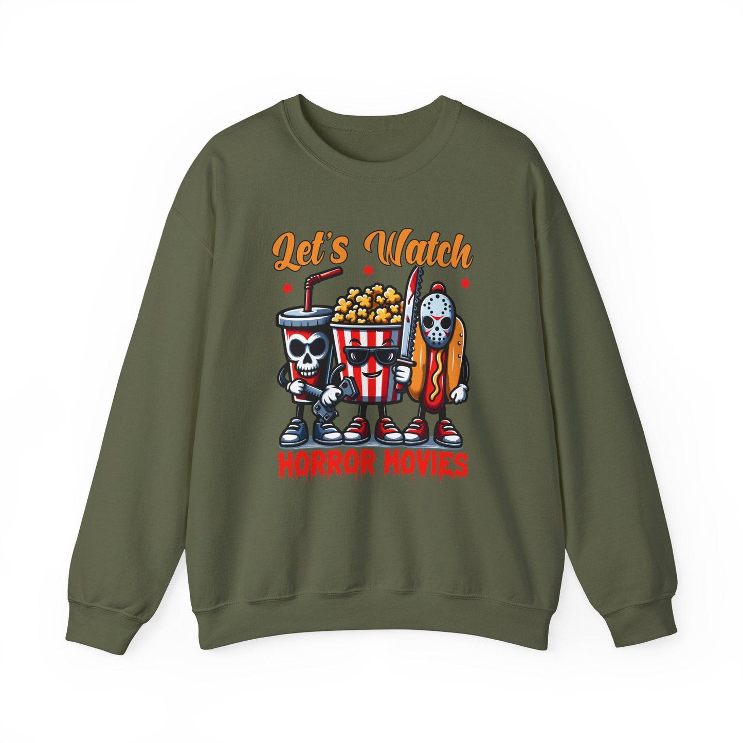 Let's Watch Horror Movies Sweatshirt - Fun Spooky Movie Night Design - Goateez Style