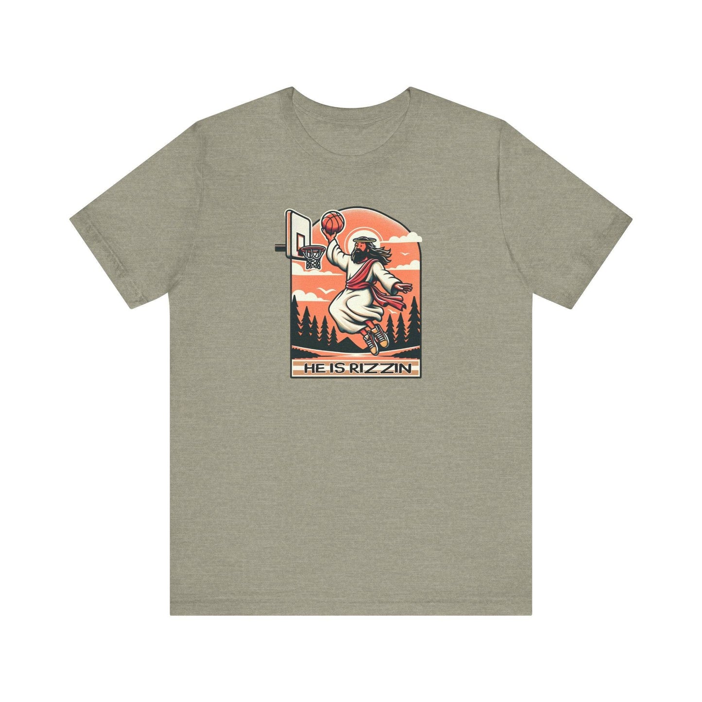 He Is Rizzin Easter T-Shirt - Funny Jesus Basketball Humor Tee - Goateez Style