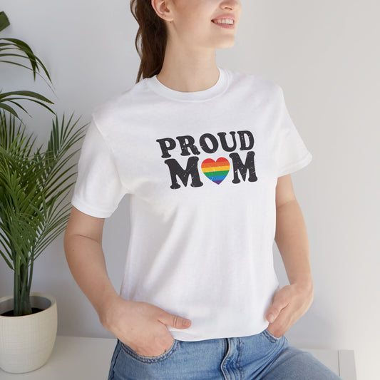 Proud Mom LGBTQ Ally Shirt with Rainbow Heart - Goateez Style