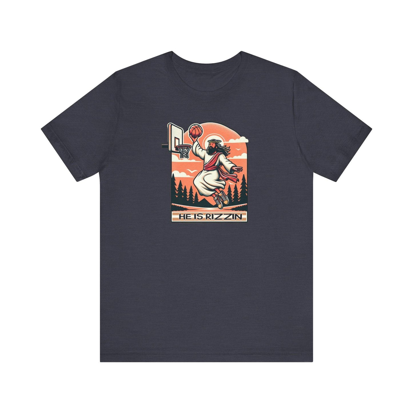 He Is Rizzin Easter T-Shirt - Funny Jesus Basketball Humor Tee - Goateez Style