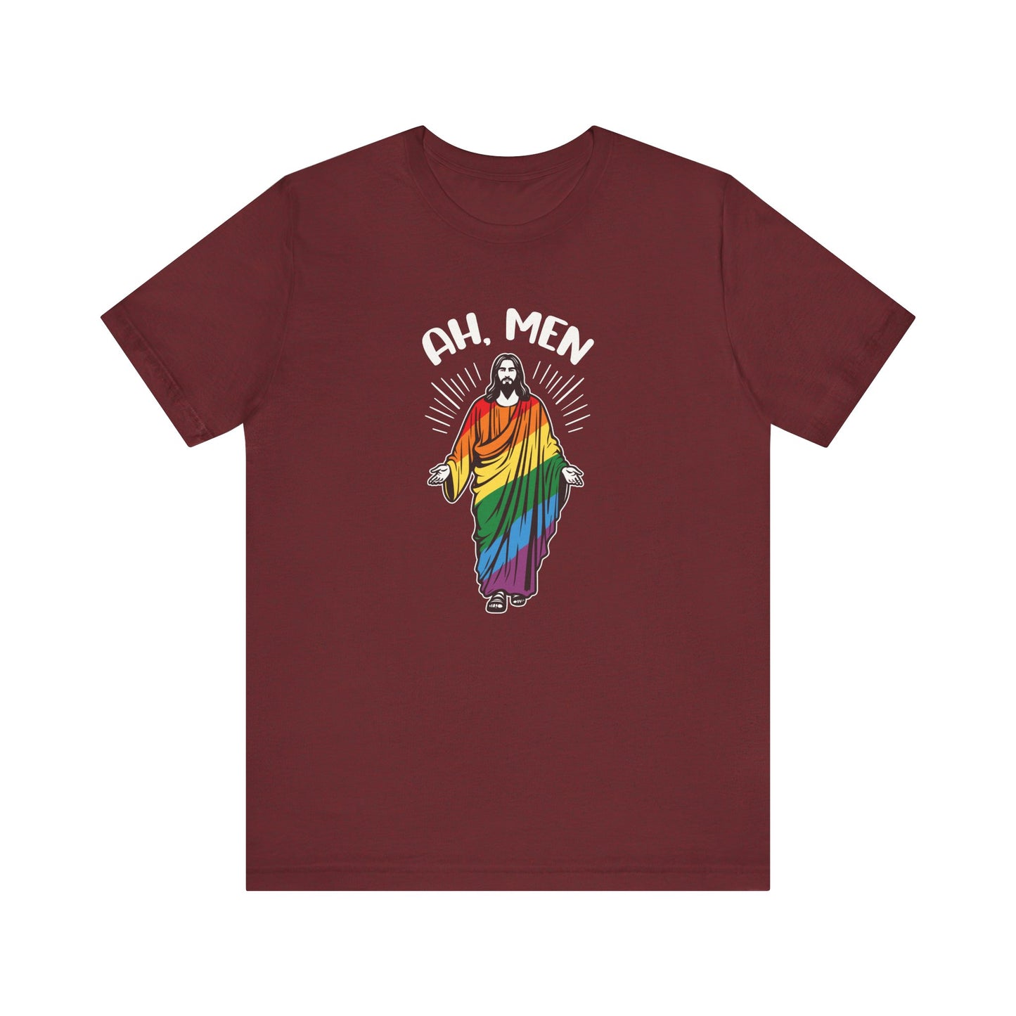 Ah Men Shirt - Funny LGBTQ Jesus Pride T-Shirt - Goateez Style