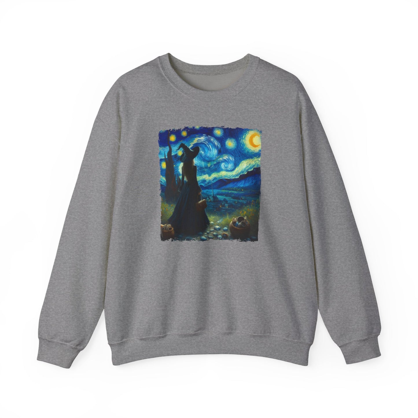 Witch Starry Night Sweatshirt, Magical Van Gogh Art