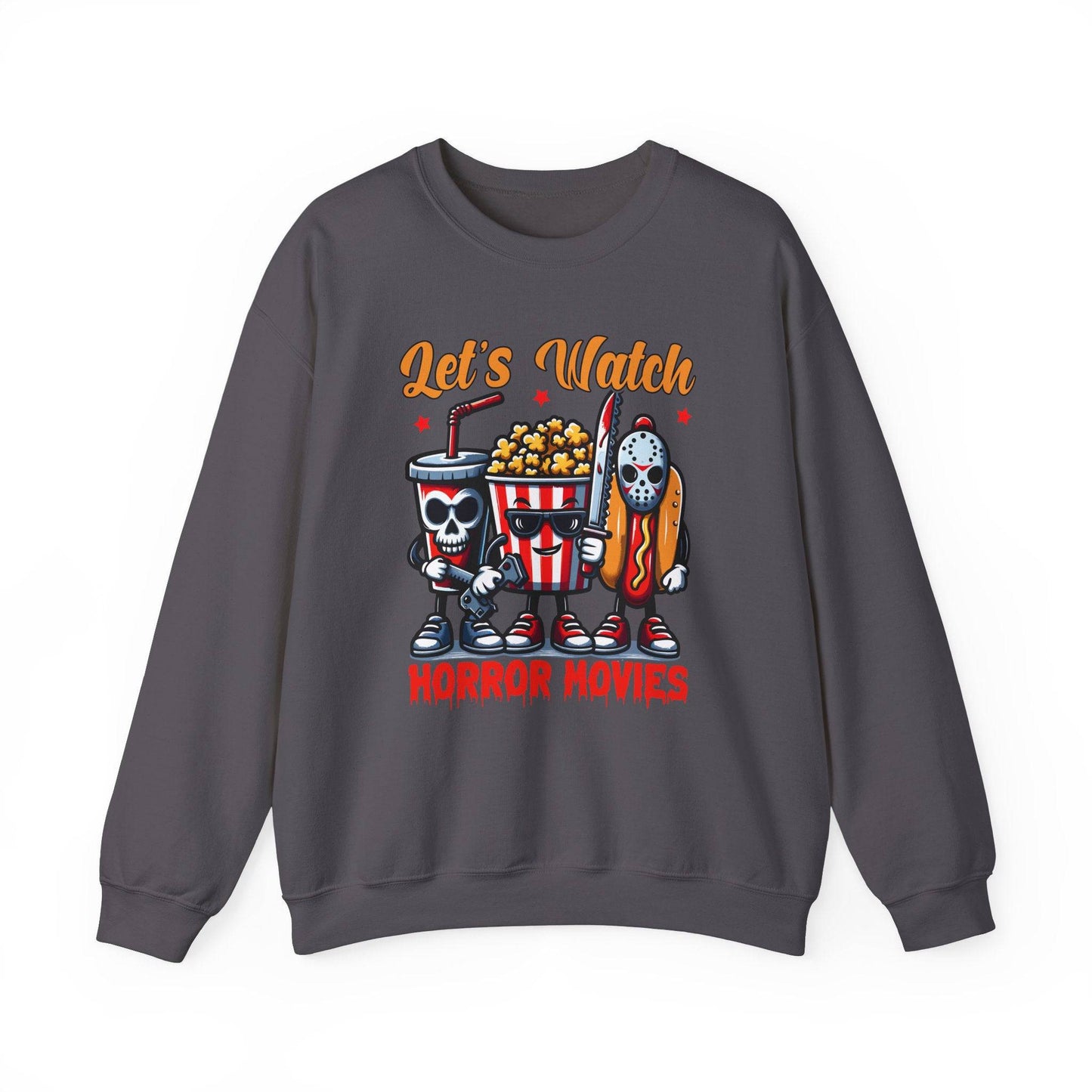 Let's Watch Horror Movies Sweatshirt - Fun Spooky Movie Night Design - Goateez Style