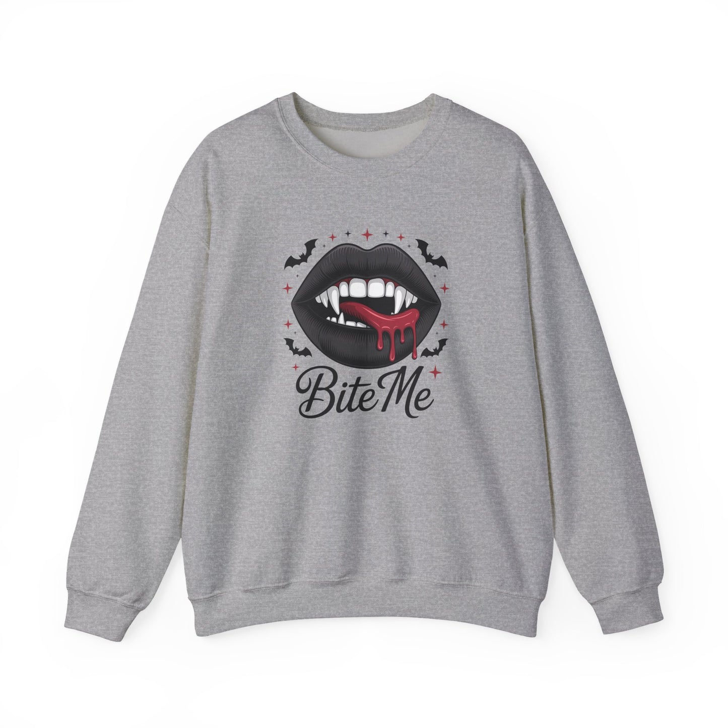Bite Me Sweatshirt - Vampire Lips Gothic Halloween Pullover