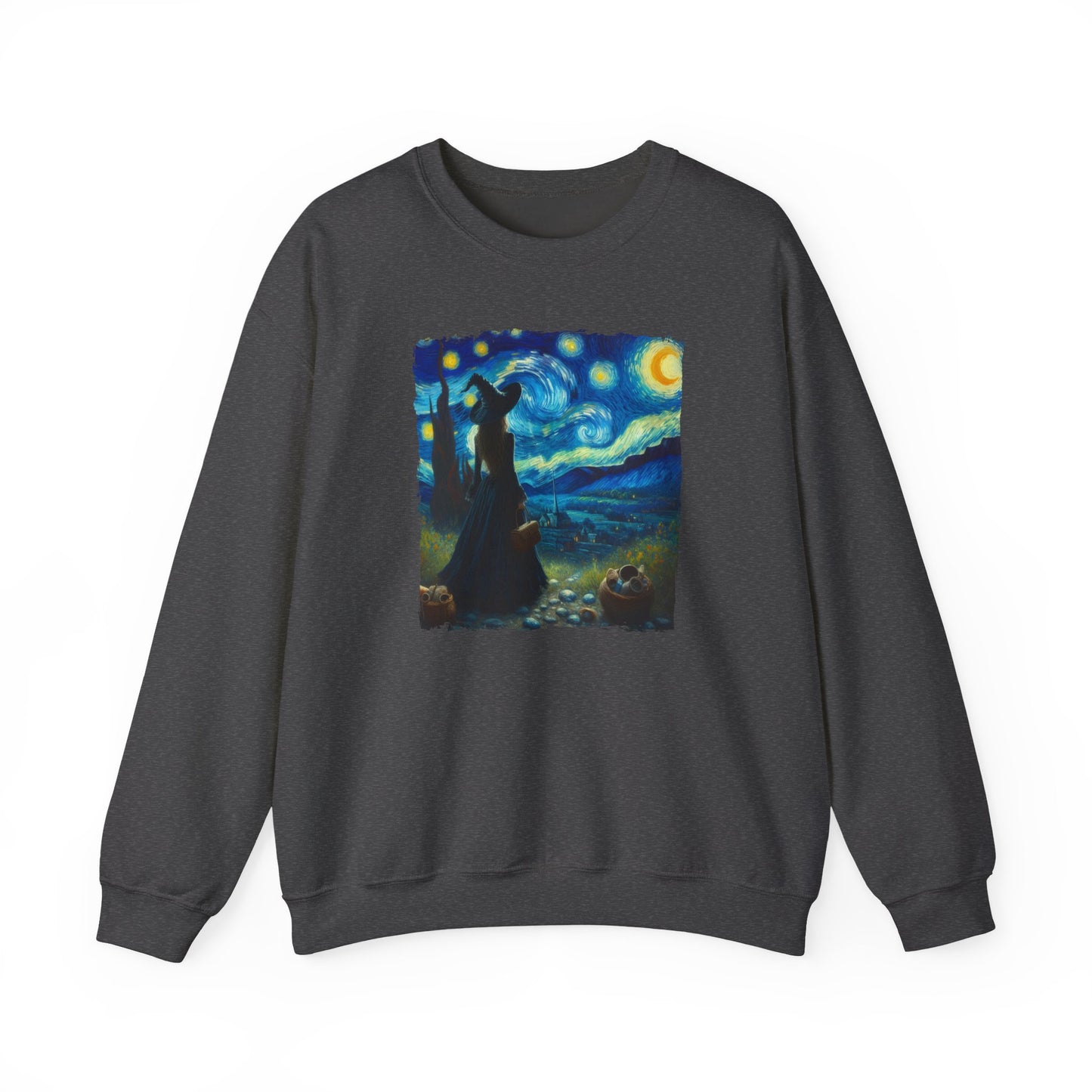 Witch Starry Night Sweatshirt, Magical Van Gogh Art