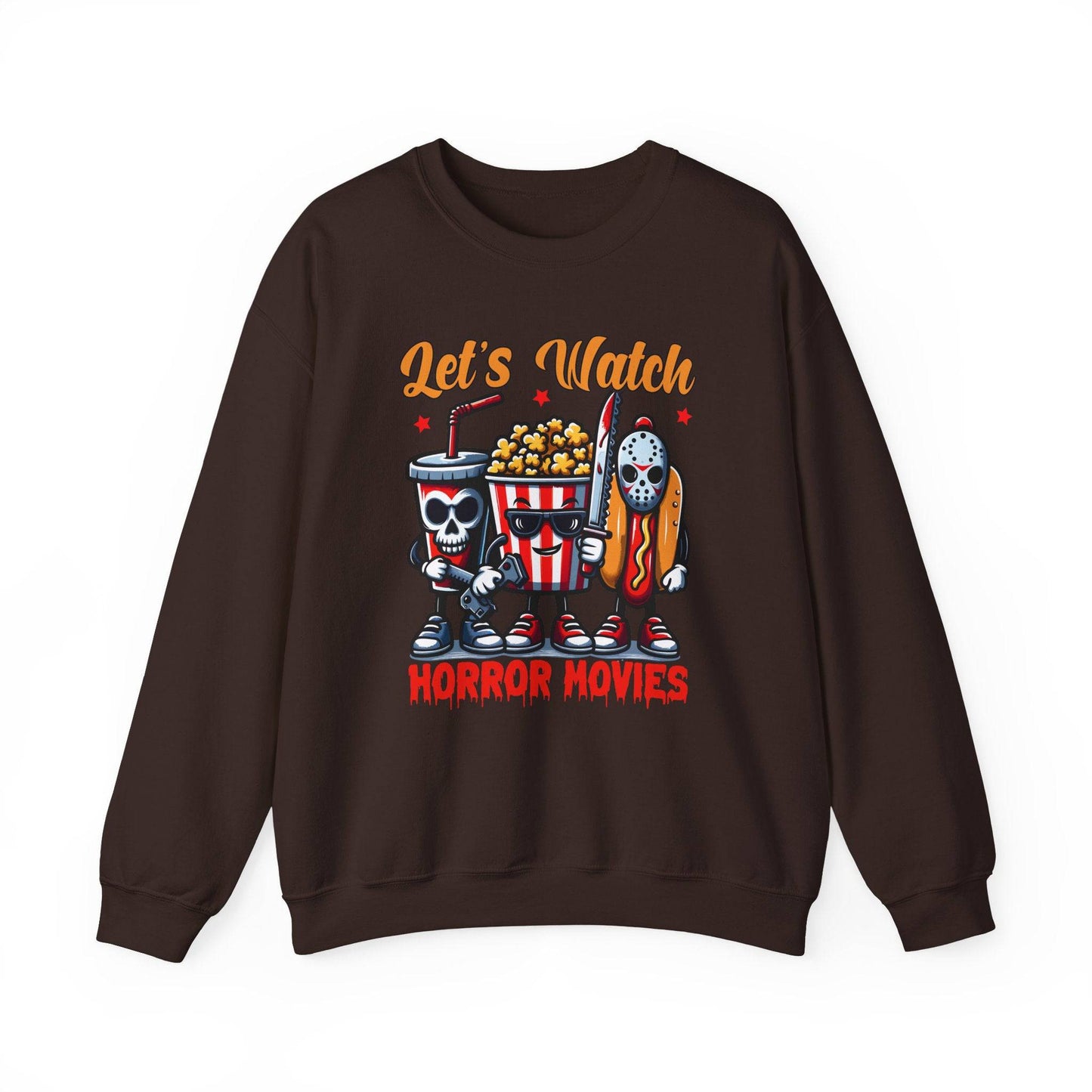 Let's Watch Horror Movies Sweatshirt - Fun Spooky Movie Night Design - Goateez Style