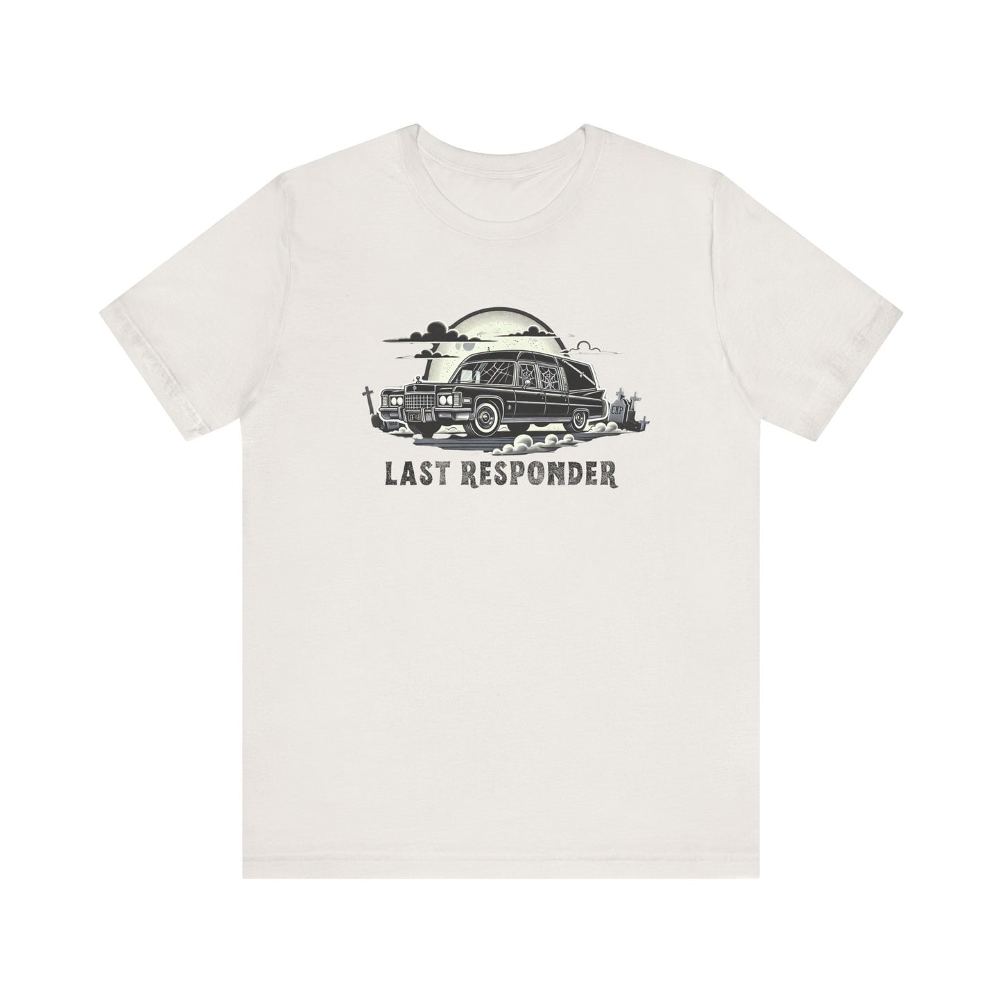 Last Responder Hearse Shirt - Spooky Halloween Graphic Tee, Gothic Horror Car T-Shirt, Creepy Graveyard Moon Design - Goateez Style