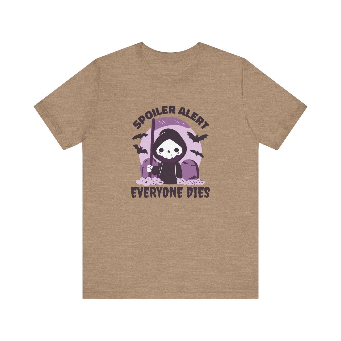 Spoiler Alert Everyone Dies Funny Halloween Graphic T-Shirt - Goateez Style