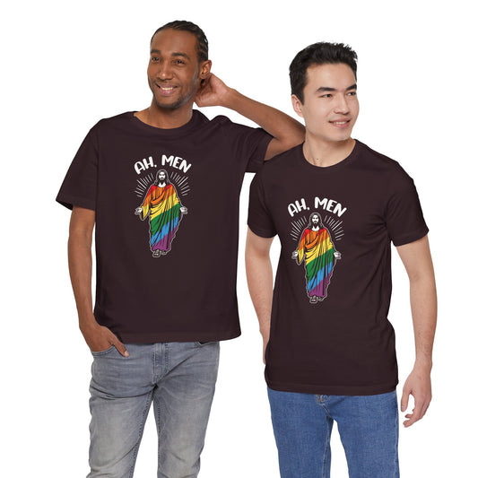 Ah Men Shirt - Funny LGBTQ Jesus Pride T-Shirt - Goateez Style