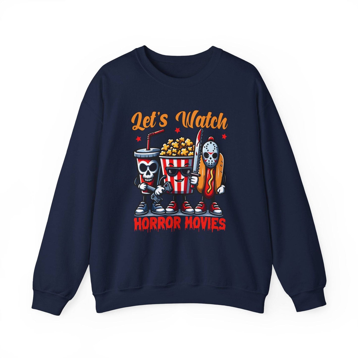 Let's Watch Horror Movies Sweatshirt - Fun Spooky Movie Night Design - Goateez Style