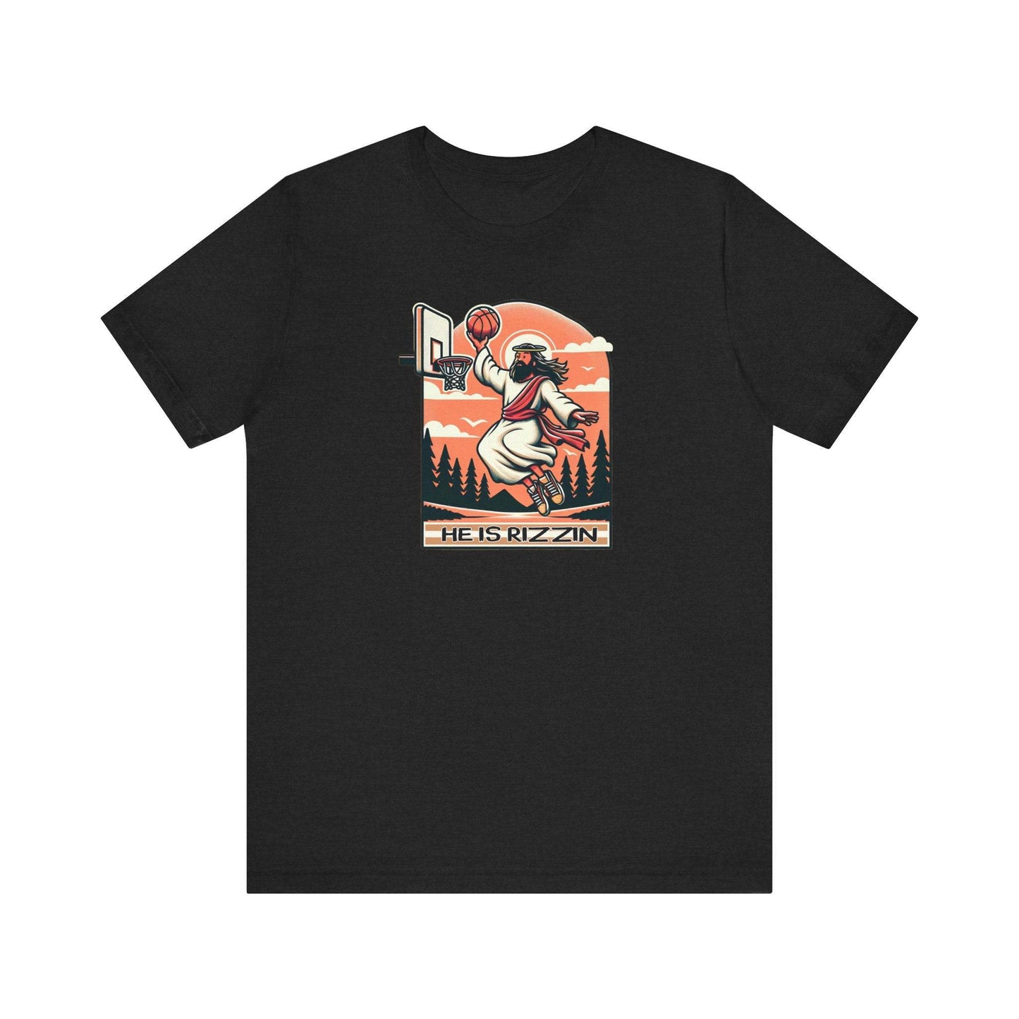 He Is Rizzin Easter T-Shirt - Funny Jesus Basketball Humor Tee - Goateez Style