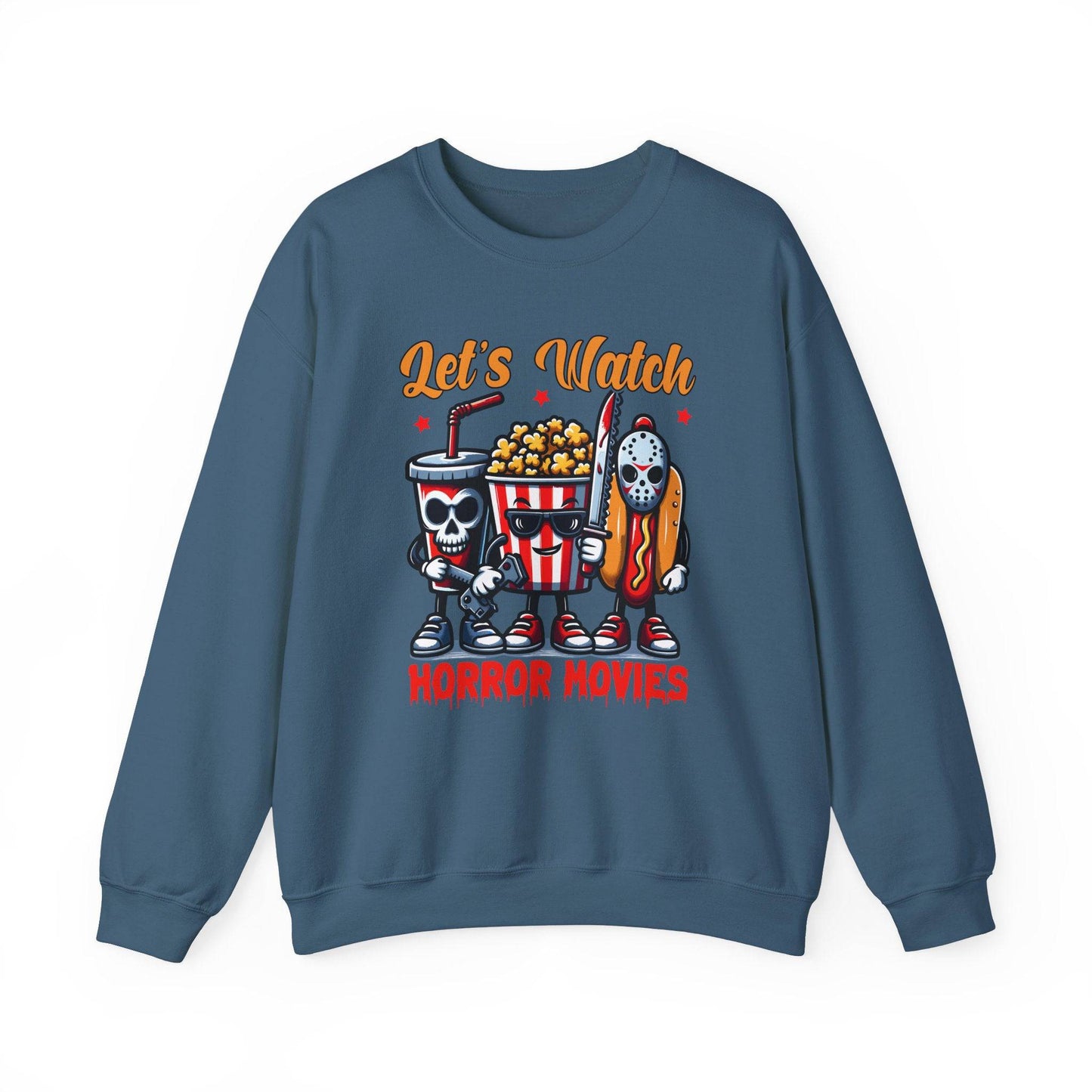 Let's Watch Horror Movies Sweatshirt - Fun Spooky Movie Night Design - Goateez Style