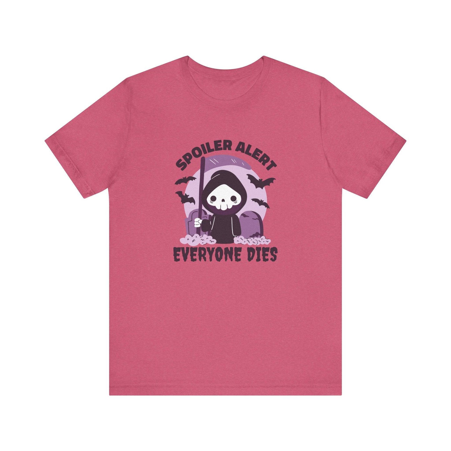Spoiler Alert Everyone Dies Funny Halloween Graphic T-Shirt - Goateez Style