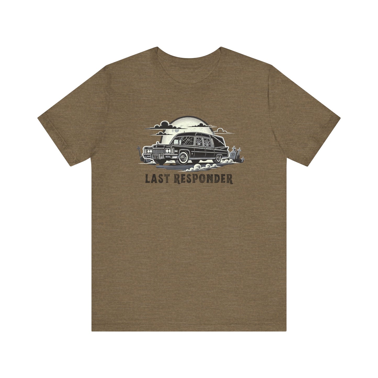 Last Responder Hearse Shirt - Spooky Halloween Graphic Tee, Gothic Horror Car T-Shirt, Creepy Graveyard Moon Design - Goateez Style
