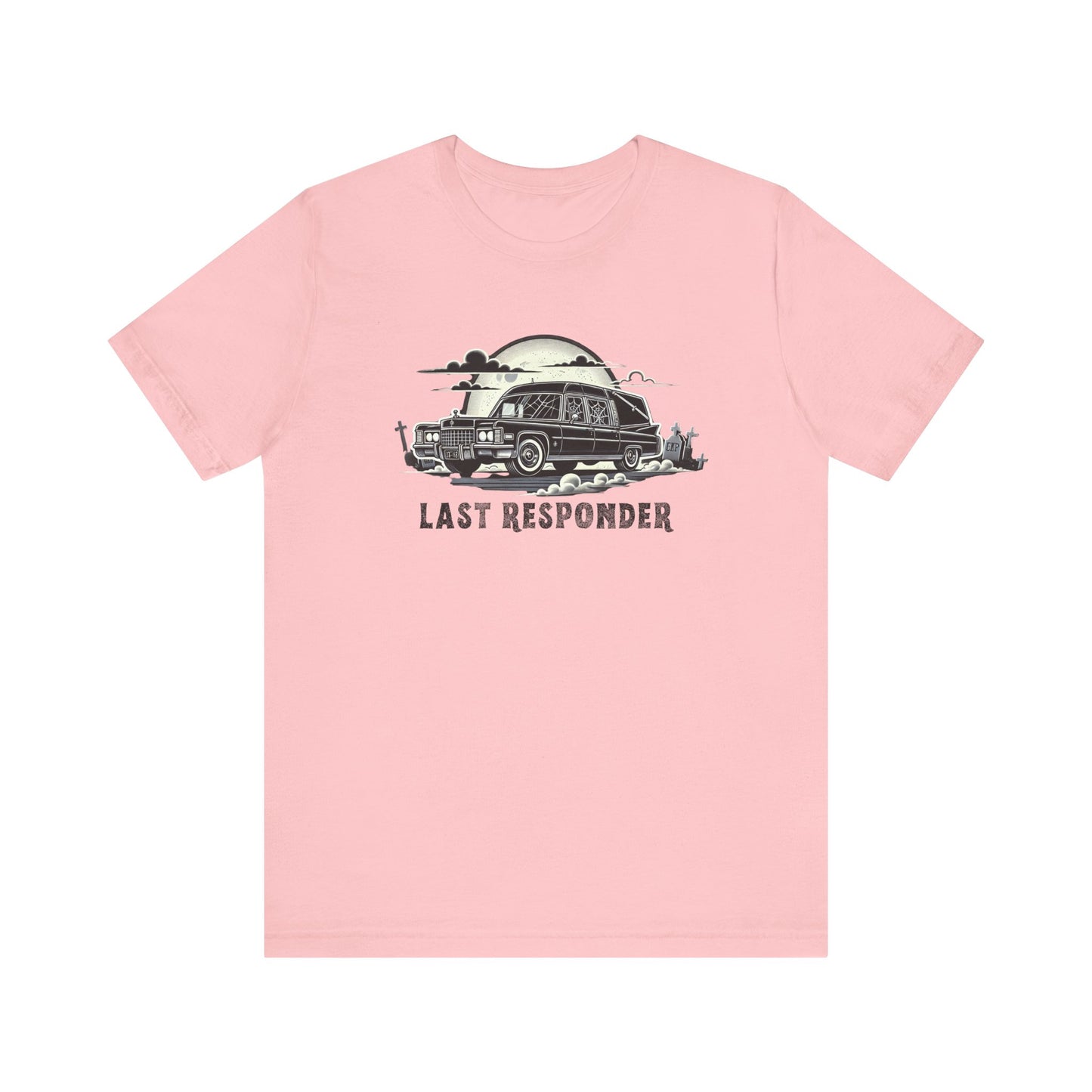 Last Responder Hearse Shirt - Spooky Halloween Graphic Tee, Gothic Horror Car T-Shirt, Creepy Graveyard Moon Design - Goateez Style
