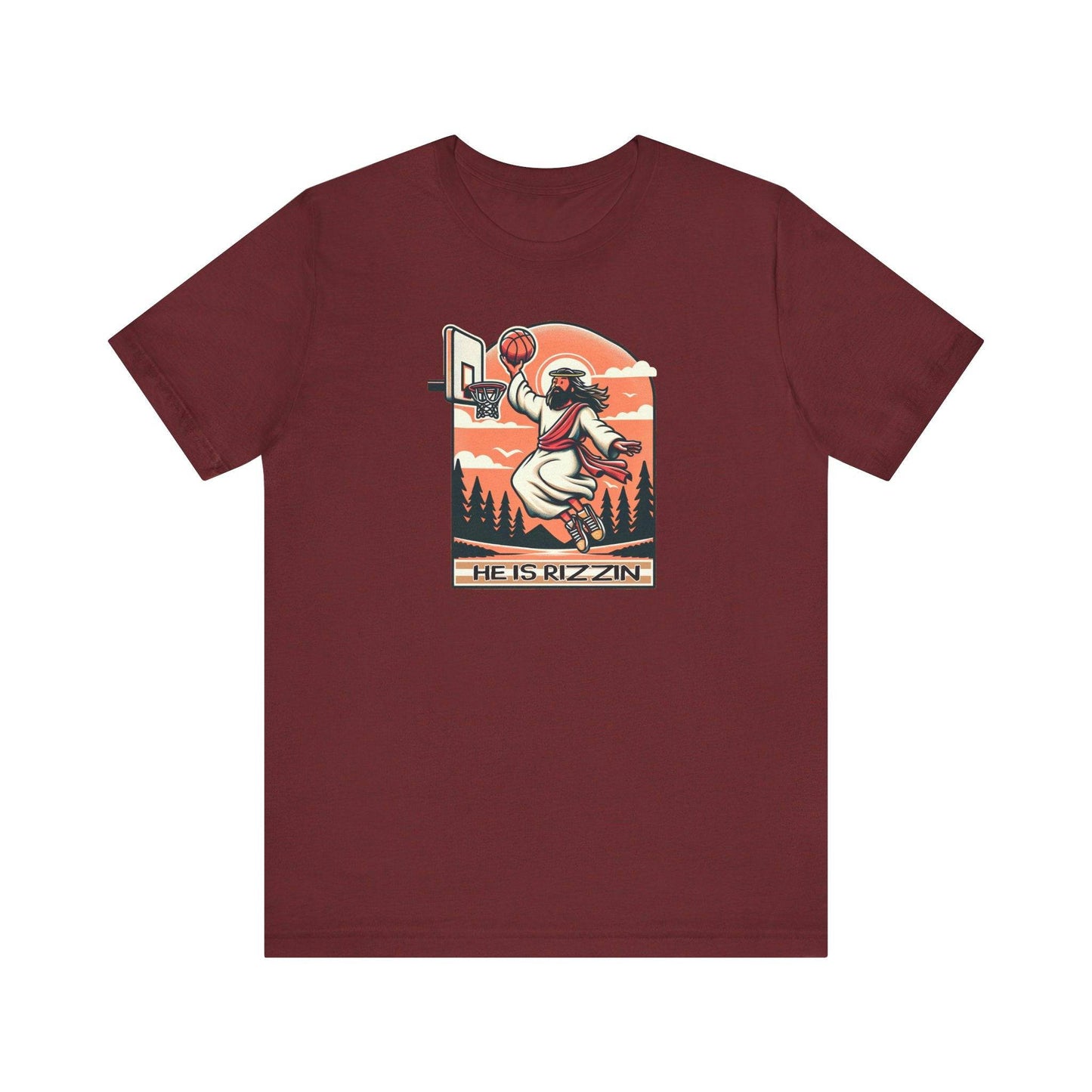 He Is Rizzin Easter T-Shirt - Funny Jesus Basketball Humor Tee - Goateez Style