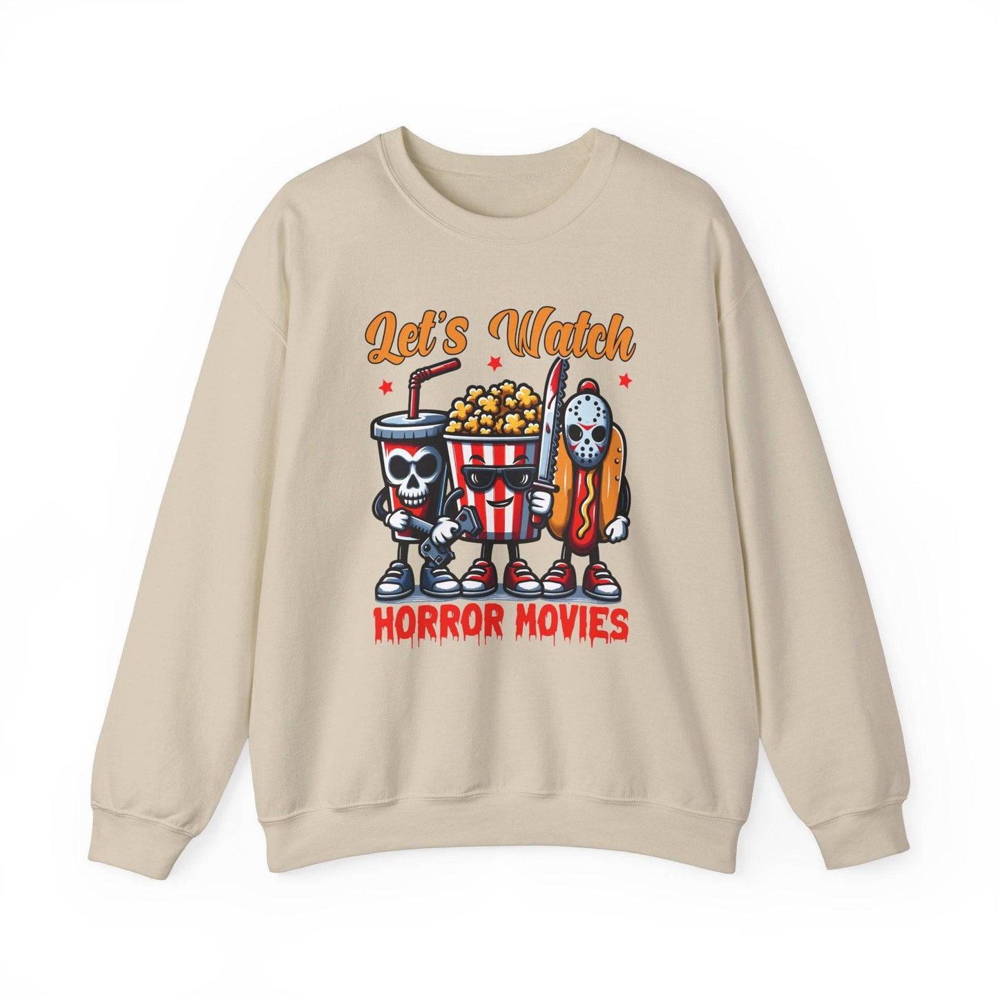 Let's Watch Horror Movies Sweatshirt - Fun Spooky Movie Night Design - Goateez Style