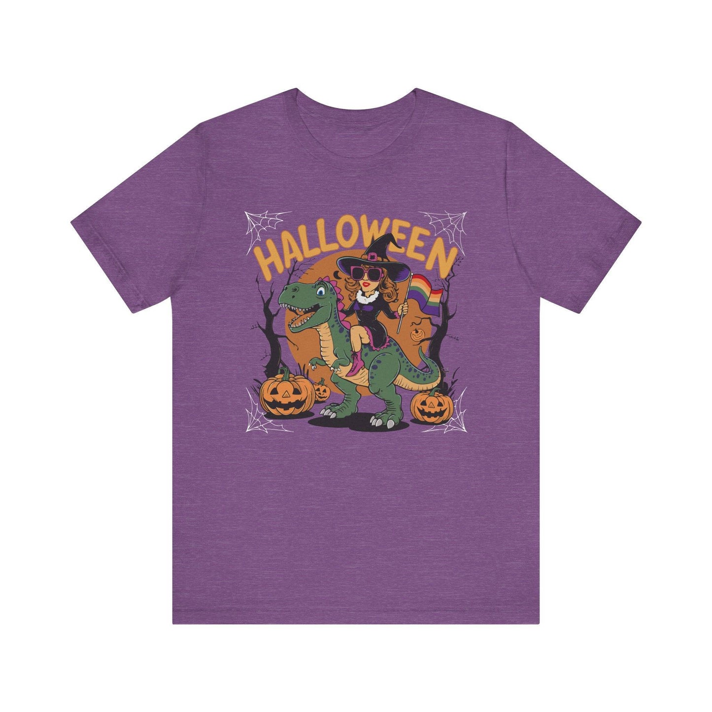 Halloween Witch and Dinosaur Pride T-Shirt - Fun LGBTQ Halloween Design - Goateez Style