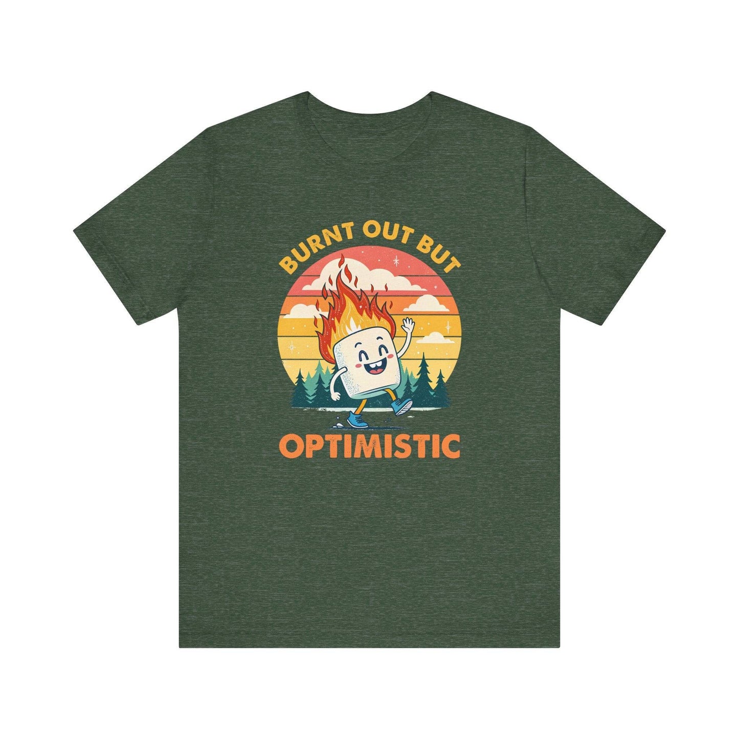 Burnt Out But Optimistic T-Shirt - Funny Marshmallow Humor Tee - Goateez Style