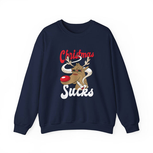 Christmas Sucks Reindeer Sweatshirt - Funny Anti - Holiday Design - Goateez Style