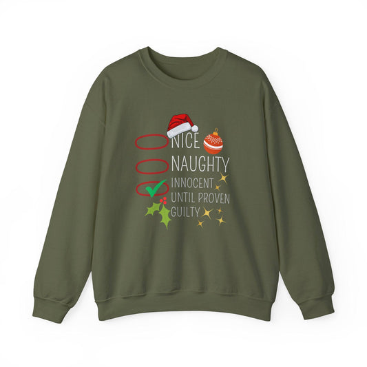 Funny Holiday Sweatshirt - Naughty or Nice List Christmas - Goateez Style