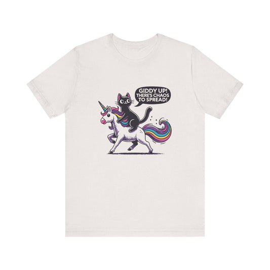 Giddy Up Chaos Unicorn Cat T-Shirt - Fun and Whimsical Graphic Tee - Goateez Style