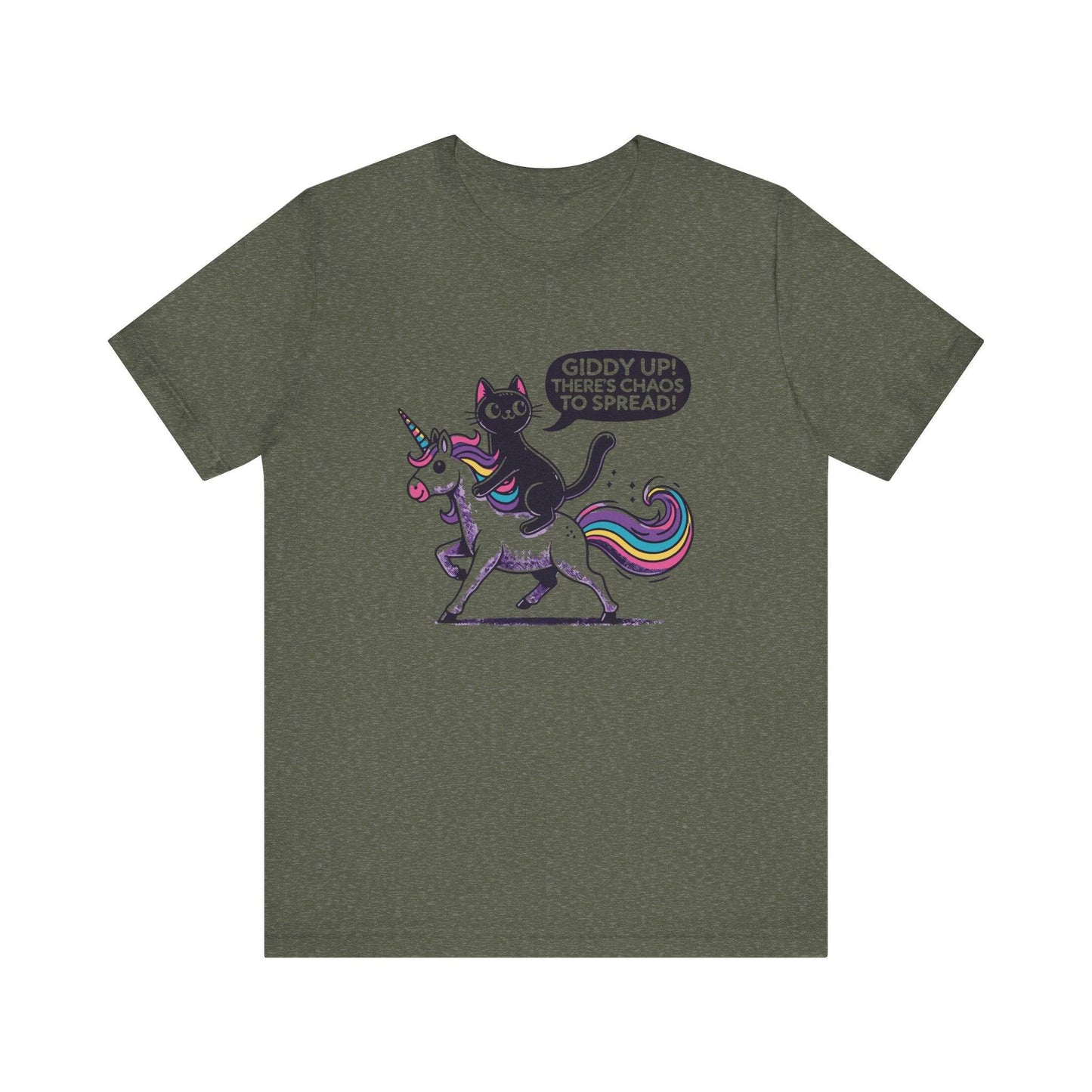 Giddy Up Chaos Unicorn Cat T-Shirt - Fun and Whimsical Graphic Tee - Goateez Style